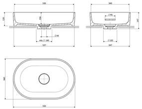 OMNIRES OVOUNBLV - OVO 55x36 cm mosdó, dolomit, matt fekete láva