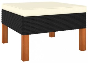 9 részes fekete polyrattan és eukaliptuszfa kerti ülőgarnitúra