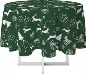 Abrosz Dekoratív Kör 140 Zöld Rénszarvas Minta