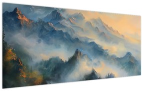 Kép - Festett hegyi táj (120x50 cm)