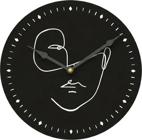 Fali óra LINE FACE 29 cm, fekete