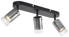 Modern mennyezeti spotlámpa gunmetal színben, 3-lámpás, forgatható és állítható - Drain