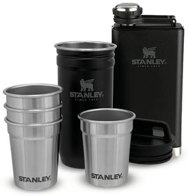 Fekete rozsdamentes acél laposüveg és röviditalos pohár készlet 6 db-os 250 ml Adventure Black – Stanley