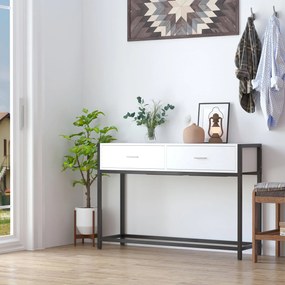HOMCOM 120x34x81 cm-es konzoltábla, Előszobaasztal 2 fiókkal és állítható lábakkal, Modern stílusú bútordarab előszobába, nappaliba | Aosom