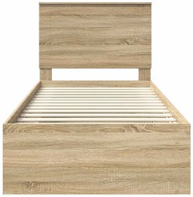 vidaXL Ágykeret fejtámlával Sonoma 100 x 200 cm Tömör fenyőfa