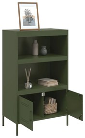 olívazöld acél magasszekrény 68 x 39 x 113 cm