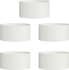 vidaXL Ültető gyűrű 5 pcs Fehér 40 x 40 x 20 cm Hidegen hengerelt acél