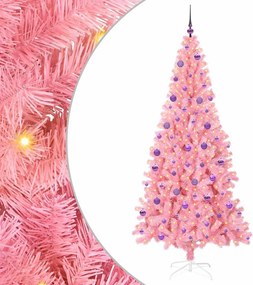 vidaXL Karácsonyfa 300 LED-del állvánnyal Rózsaszín 210 cm PVC