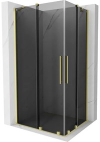 Mexen Velar Duo, zuhanykabin tolóajtóval 90 x 80 cm, 8mm szürke üveg, arany matt, 871-090-080-42-55