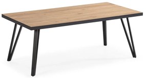 Fekete-natúr színű dohányzóasztal tölgyfa dekoros asztallappal 60x120 cm Sindi – Marckeric