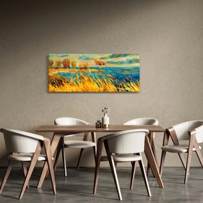 Kép - naplemente a tó felett, akril festmény (120x50 cm)
