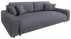 Sötétszürke kordbársony kinyitható tárolóhelyes kanapé 234 cm Sara – Ropez