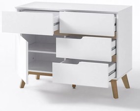 Cervo polcos-fiókos komód, matt fehér MDF, 97 cm