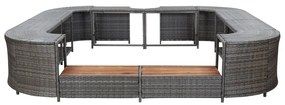 vidaXL szürke négyszög alakú polyrattan pezsgőfürdőkeret 268x268x55 cm