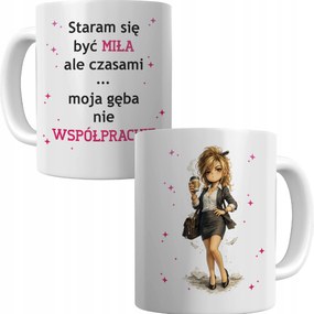 Fehér Bögre Igyekszem Kedves Lenni, De Néha A Szám Nem Működik Együtt