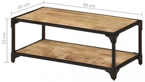 tömör nyers mangófa dohányzóasztal 90 x 45 x 35 cm