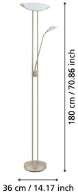 Szürke LED állólámpa üveg búrával (magasság 180 cm) BAYA LED – EGLO