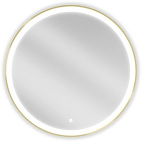 Mexen Esso kerek LED háttérvilágítású fürdőszobai tükör 80cm 6000K páramentes fűtőbetét arany keret 9825-080-080-611-50