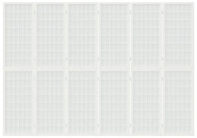 6-paneles fehér japán stílusú összecsukható paraván 240x170 cm