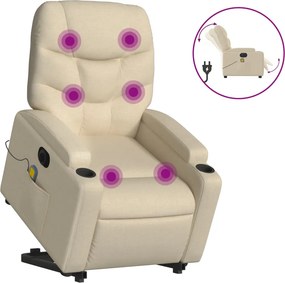 vidaXL krémszínű szövet dönthető elektromos álló masszázsfotel
