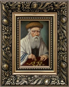 Vászonkép 25x20 Pénzszámláló Zsidó Arany Díszített Keret