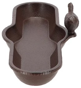 Öntöttvas madáritató és -etető tál, kismadár dekorációval, 29,5 cm