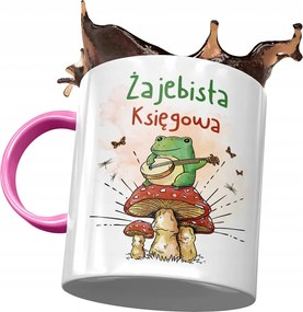 Rózsaszín könyvelői bögre Békás könyvelői fotónyomtatással