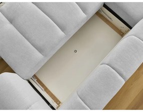 Világosszürke kinyitható-tárolóhelyes sarokkanapé (bal oldali-heverő résszel) Fuji – Bobochic Paris