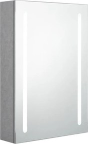 vidaXL betonszürke LED-es tükrös fürdőszobaszekrény 50 x 13 x 70 cm