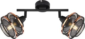 Globo 54020-2 Spotlámpa fém fekete-arany színben,fém drót búrával. HxSZxM: 275x120x215mm, 2xE14 40W 230V izzók nélkül
