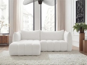 Fehér buklé sarokkanapé (bal oldali-heverő résszel) Azra – Bobochic Paris