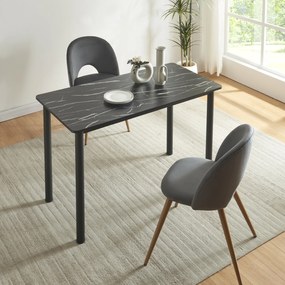 [en.casa] Étkezőasztal Tammela 4 személyes 120x60 cm márvány-hatású, fekete