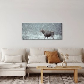 Kép - jávorszarvas egy hóval borított erdőben (120x50 cm)