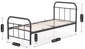 Fém ágy 90 cm Pavot (fekete) (ágyráccsal). Akció -27%. 1119137