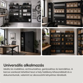 Keskeny fém archiváló polc dokumentumokhoz, antracit, 250x1850x600 mm: TIM