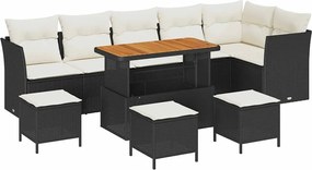 vidaXL Kerti Kanapé Szett párnával 10 pcs Fekete és krémszínű