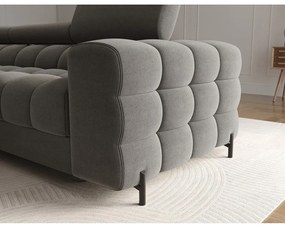 Szürkésbarna bársony kinyitható-tárolóhelyes sarokkanapé (bal oldali-heverő résszel) Felro – ELTAP