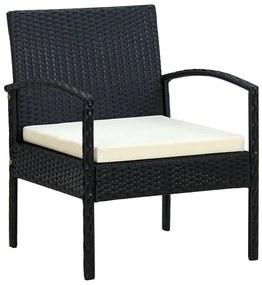 vidaXL fekete polyrattan kerti szék párnával