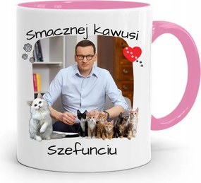 Rózsaszín Politikai Bögre Mateusz Morawiecki Miniszterelnök fényképes nyomtatással