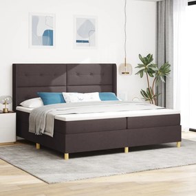 Rugós ágy matraccal Sötétbarna 200x200 cm Szövet