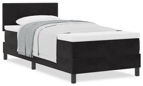 Boxspring Ágy Matraccal Fekete 90x200 cm Bársony