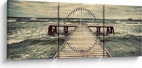 Egy fából készült móló képe a tengeren (órával) (90x30 cm)