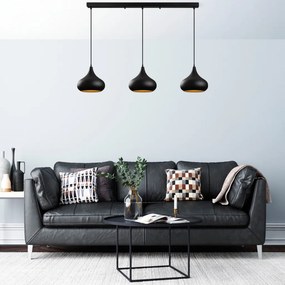 Muba 11554 fekete fém 3 izzós függőlámpa, Ø30 cm
