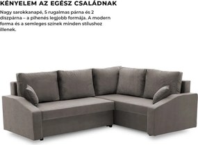 Grande Plus sarokkanapé, jobboldali, szövet anyag, szürke