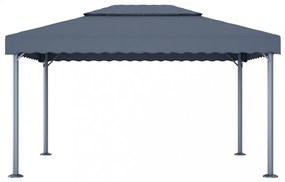 antracitszürke alumíniumpavilon LED fényfüzérrel 400 x 300 cm