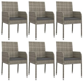 7 részes szürke polyrattan kerti étkezőgarnitúra párnával