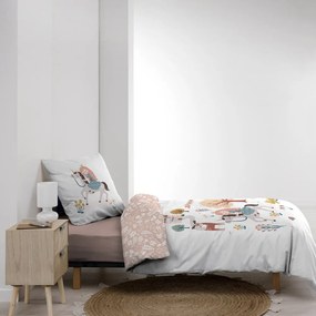 Fehér-rózsaszín egyszemélyes pamut gyerek ágyneműhuzat 140x200 cm Lilibelle – douceur d'intérieur