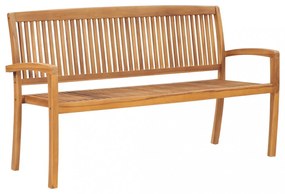 3 személyes rakásolható tömör tíkfa kerti pad 159 cm