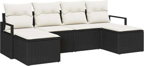 vidaXL Kanapé Szett 6 pcs Fekete polirattan