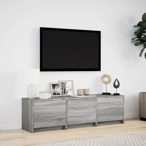szürke sonoma színű szerelt fa LED-es TV-szekrény 140x34x40 cm